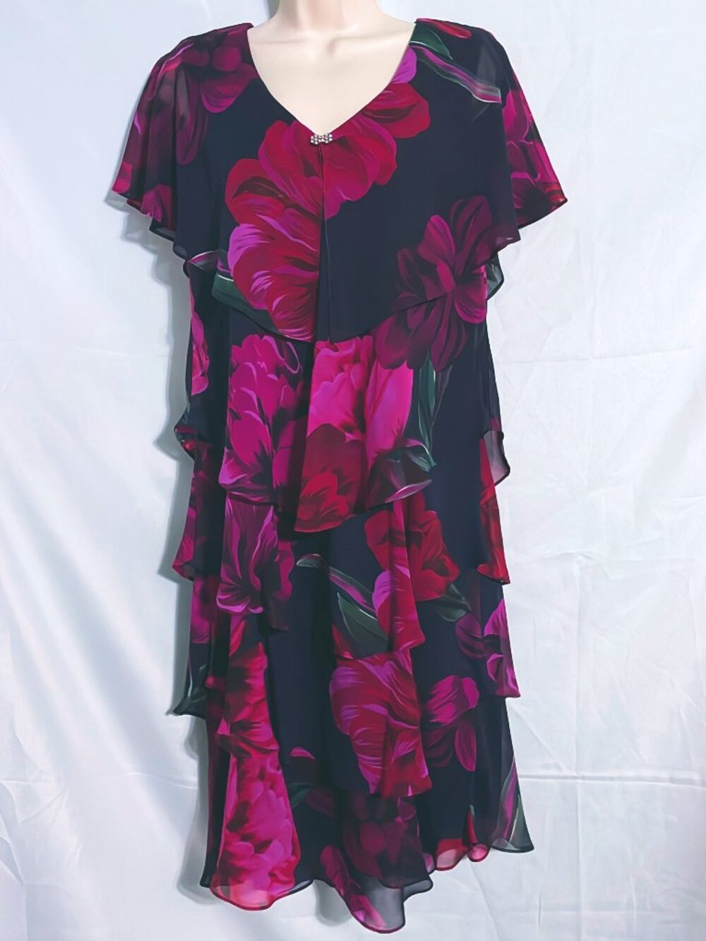 Ignite Evenings Floral Ruffle Dress Size 12